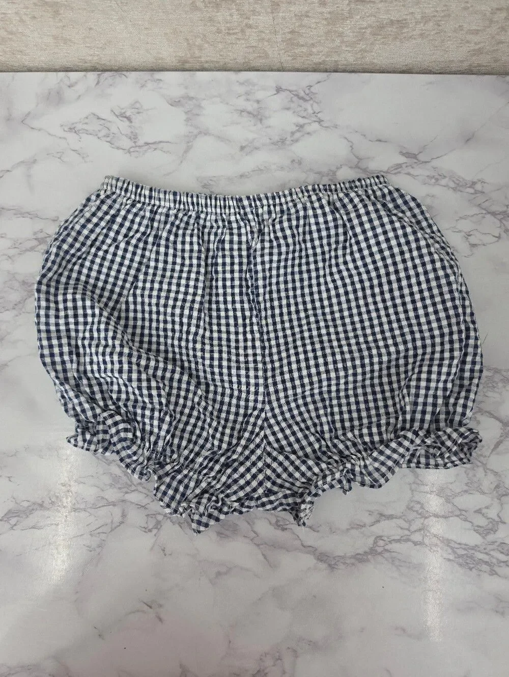 Navy Gingham & Gray Ruffle Girls Toddler Shorts Bloomers Lot Of 2